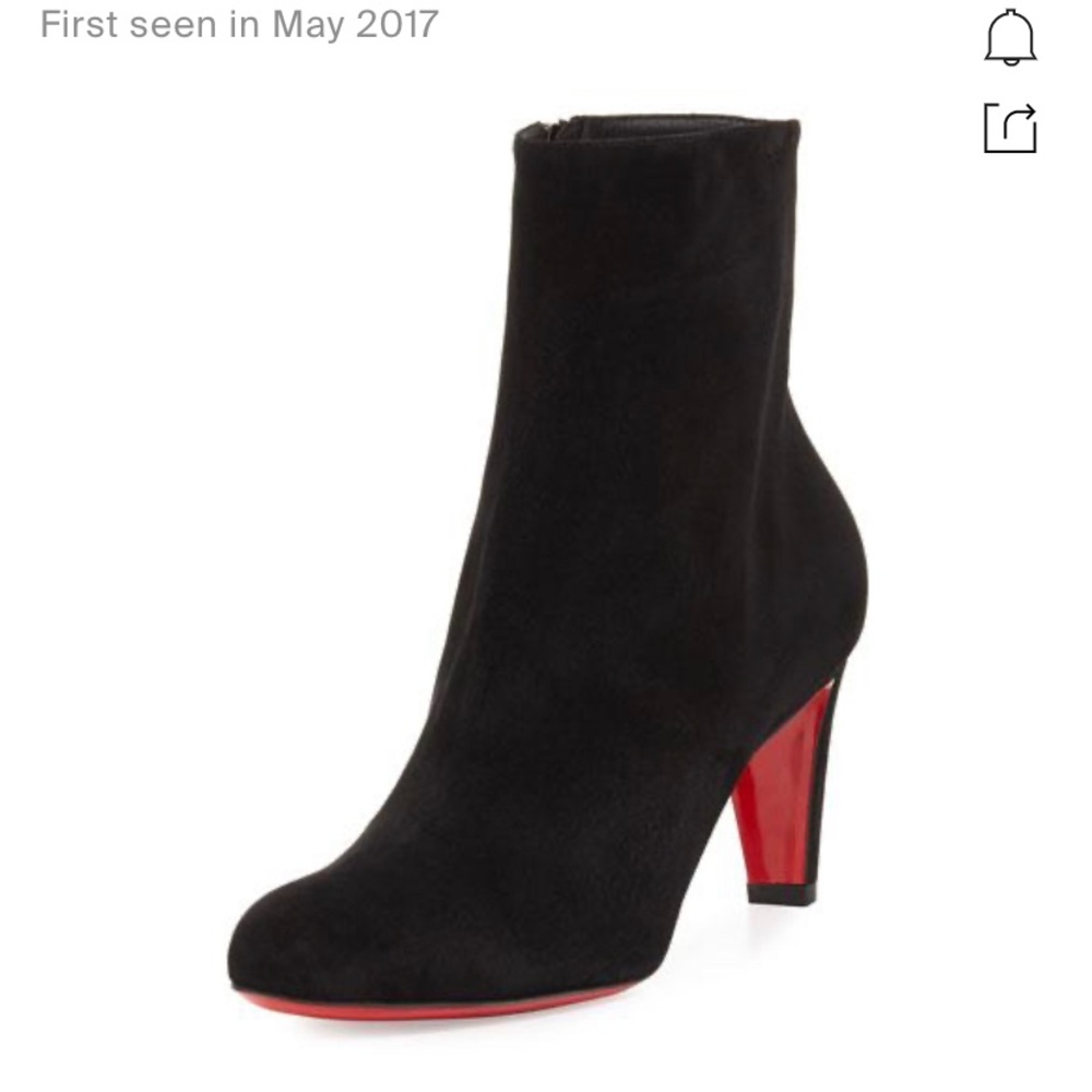 CHRISTIAN LOUBOUTIN TOP 70MM SUEDE RED SOLE BOOTIE